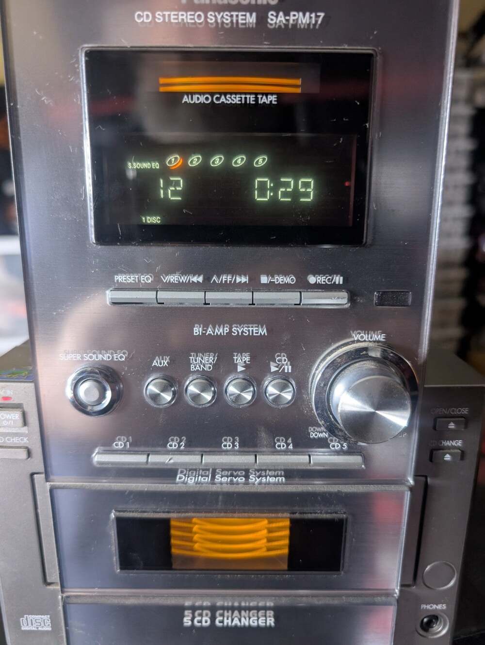 Panasonic SA-PM17 Stereo 5 CD ChangerCassette AM/FM SB-PM17 Speakers Tested